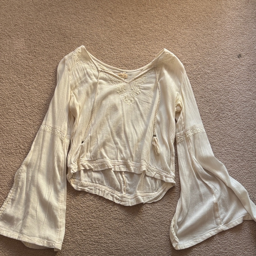 Hollister Cream Flowy Blouse